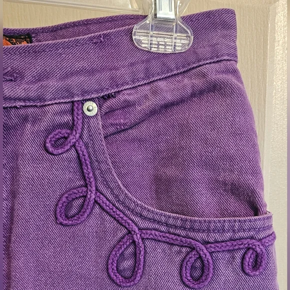 Vintage 90's Jordache Jeanjer Purple Embroidered Jeans 11/12 100% Cotton - Picture 2 of 6